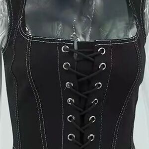 Black lace up corset tank top